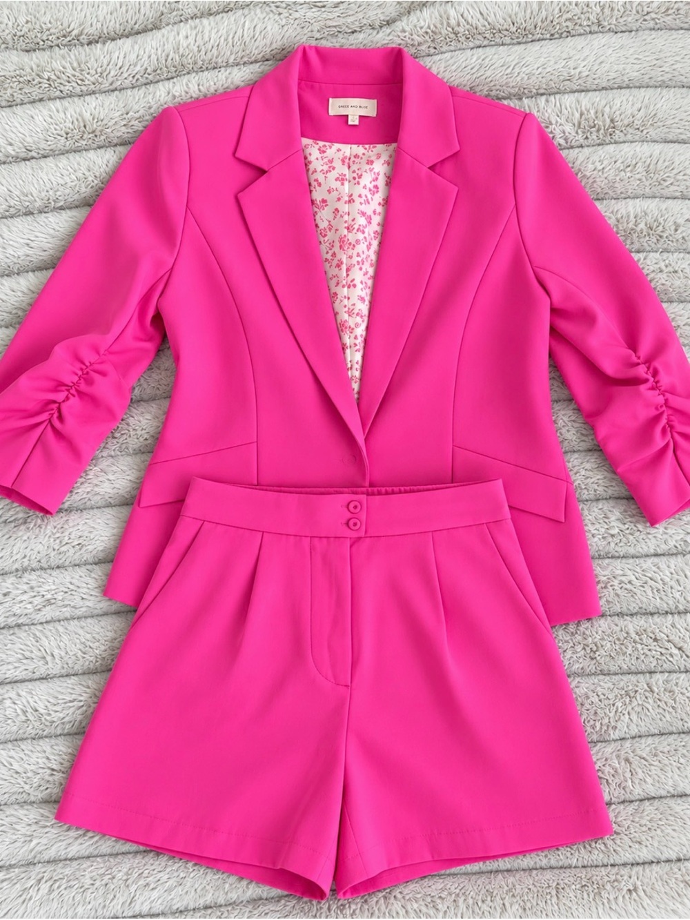 Skies Are Blue Vibrant Hot Pink Blazer & Shorts Set